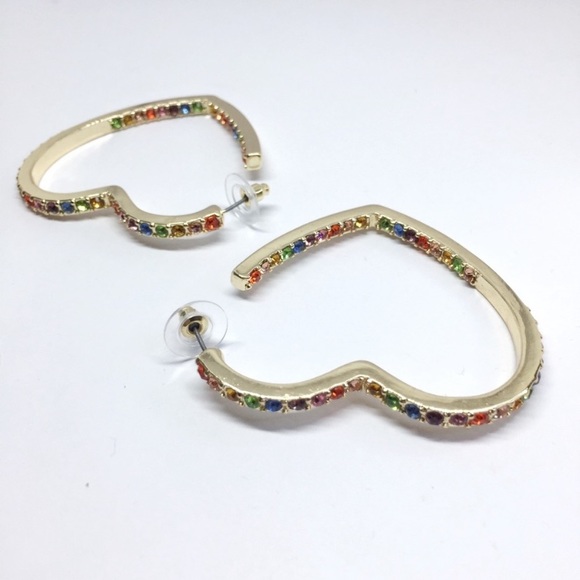 BaubleBar Rainbow Crystalline Heart Hoops - Picture 3 of 5